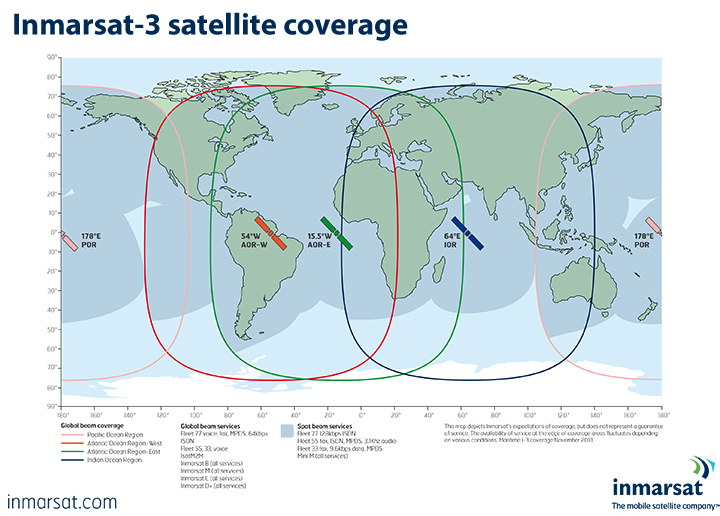 Inmarsat3 satellite coverage